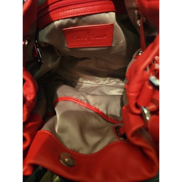 COLE HAAN Red Leather Shoulder Bag Hobo Bag Purse Handbag w/Charm - Picture 4 of 4